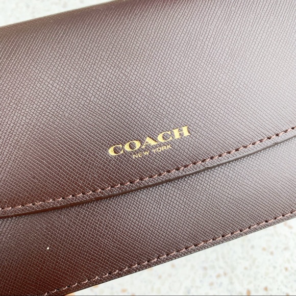 NWT Authentic Coach Slim Leather Wallet Unisex Dark Brown - Picture 3 of 6